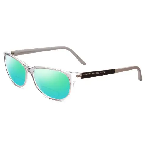 P8246-D 56 mm Polarized Bi-focal Sunglasses Crystal Grey 41 Lens Options Green Mirror by Porsche