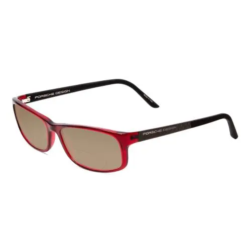 P8243-C 54mm Polarize Bi-focal Sunglasses Crystal Cherry Red Matte Black Brown by Porsche