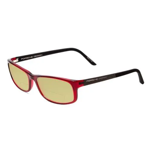 P8243-C 54mm Polarize Bi-focal Sunglasses Crystal Cherry Red Matte Black Yellow by Porsche