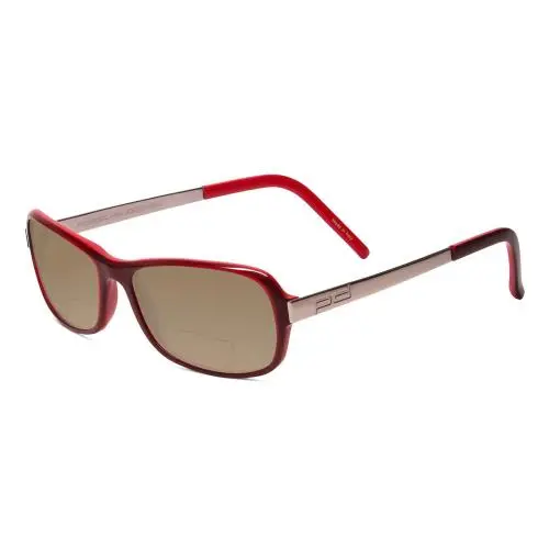 P8207-B Cateye 53mm Polarize Bi-focal Sunglasses Red Gunmetal 41 Options Brown by Porsche