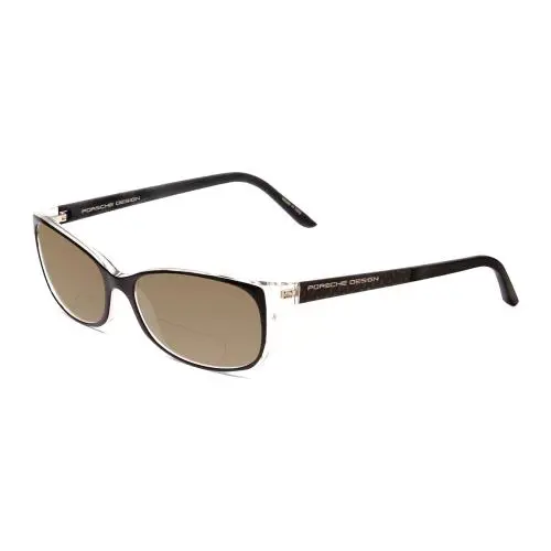 P8247-A 55mm Polarized Bi-focal Sunglasses Black Layer Crystal 41 Option Brown by Porsche
