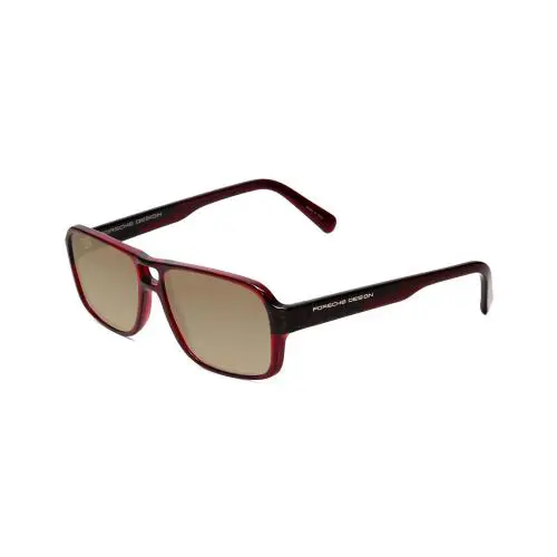 Design P8217-D 56 mm Polarized Sunglasses Crystal Dark Red Carbon Fiber Amber Brown Polar by Porsche