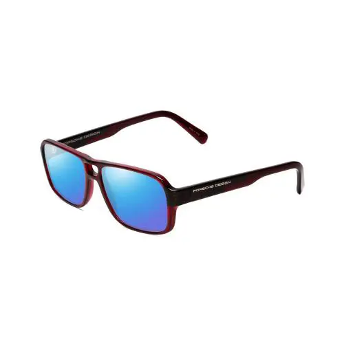 Design P8217-D 56 mm Polarized Sunglasses Crystal Dark Red Carbon Fiber Blue Mirror Polar by Porsche