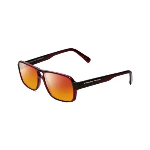 Design P8217-D 56 mm Polarized Sunglasses Crystal Dark Red Carbon Fiber Red Mirror Polar by Porsche