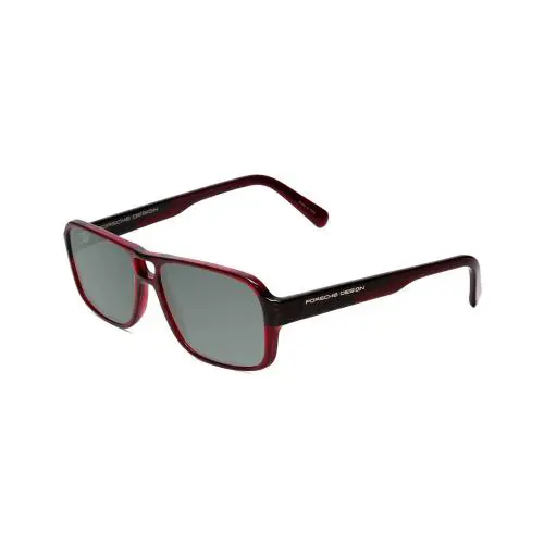 Design P8217-D 56 mm Polarized Sunglasses Crystal Dark Red Carbon Fiber Smoke Grey Polar by Porsche