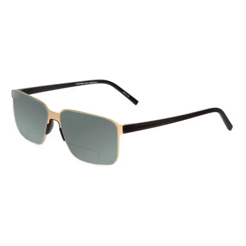 P8313-B 57mm Polarized Bi-focal Sunglasses Satin Gold Black Lens Options Grey by Porsche