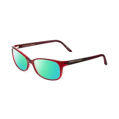 P8247-D 55mm Polarized Bi-focal Sunglasses Red Matte Burgundy 41 Options Green Mirror by Porsche