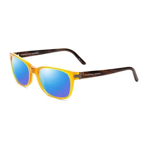 P8250-B 55mm Polarized Bi-focal Sunglasses in Yellow Orange Brown Marble Blue Mirror by Porsche