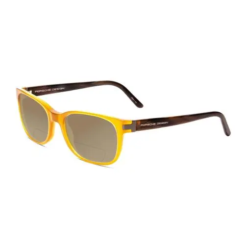 P8250-B 55mm Polarized Bi-focal Sunglasses in Yellow Orange Brown Marble Brown by Porsche
