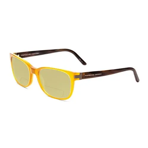 P8250-B 55mm Polarized Bi-focal Sunglasses in Yellow Orange Brown Marble Yellow by Porsche