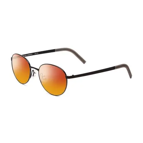 P8315-A Round 52 mm Polarized Sunglasses Satin Black Grey 4 Lens Options Red Mirror Polar by Porsche