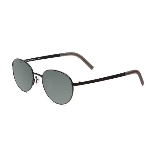 P8315-A Round 52 mm Polarized Sunglasses Satin Black Grey 4 Lens Options Smoke Grey Polar by Porsche