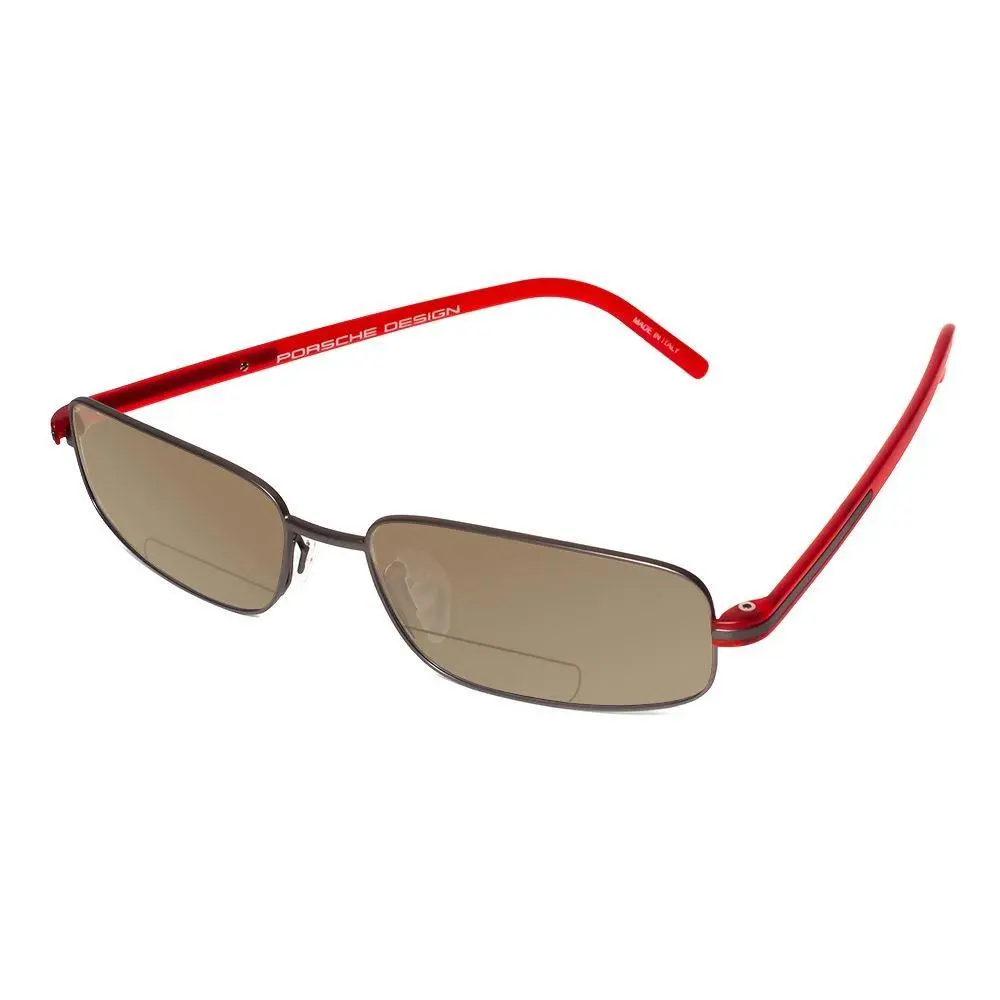 Design P8125-D-57mm Polarized Bi-focal Sunglasses 41 Option Gunmetal Red Brown by Porsche