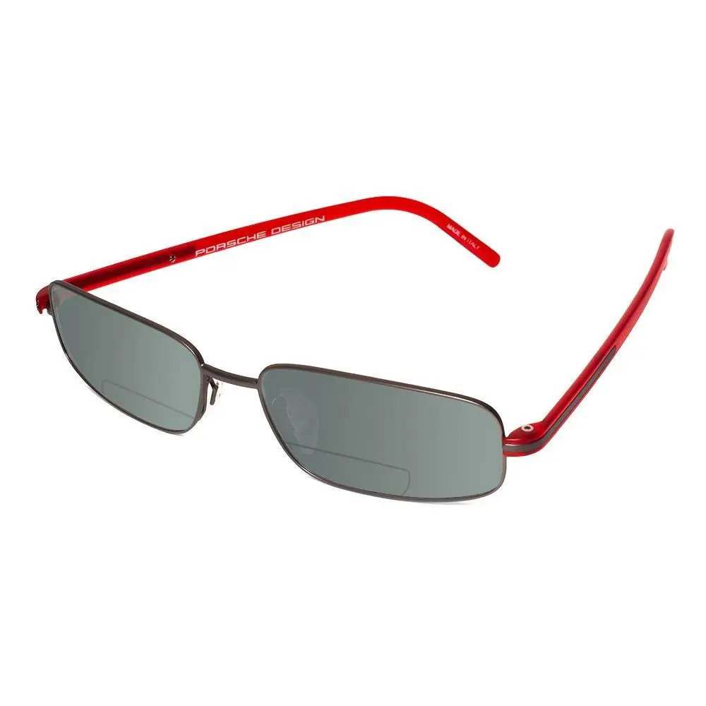 Design P8125-D-57mm Polarized Bi-focal Sunglasses 41 Option Gunmetal Red Grey by Porsche