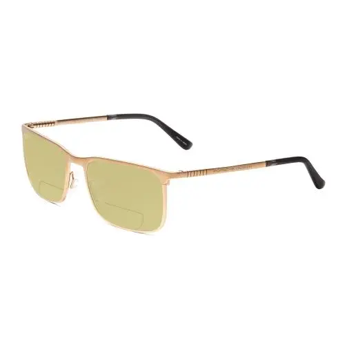 P8294-B 54mm Polarized Bi-focal Sunglasses Light Gold Black Lens Options Yellow by Porsche