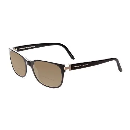 P8250-A 55mm Polarized Bi-focal Sunglasses Black Layer Crystal 41 Option Brown by Porsche
