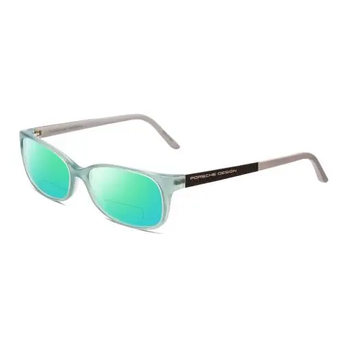 P8247-B 55 mm Polarized Bi-focal Sunglasses Crystal Azure Aqua Blue Grey Green Mirror by Porsche