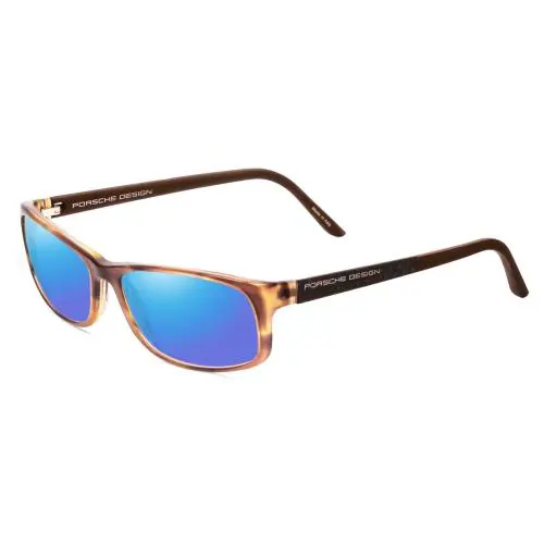 Designs P8243-B 54mm Polarized Sunglasses in Striped Crystal Brown Matte Blue Mirror Polar by Porsche