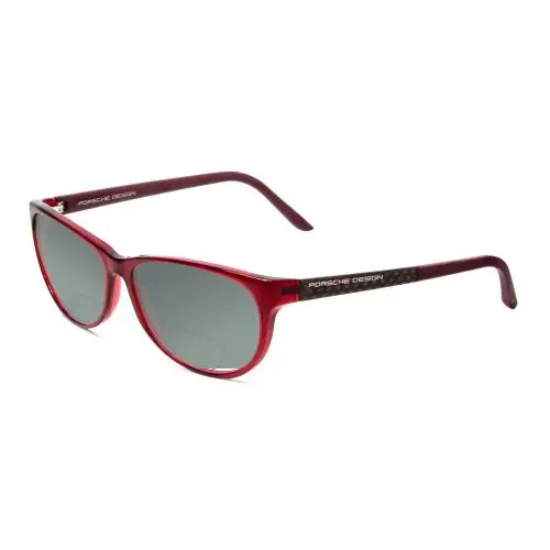 P8246-C 56mm Polarized Bi-focal Sunglasses Crystal Red Violet 41 Options Grey by Porsche