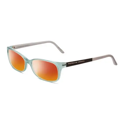 Design P8247-B 55mm Polarized Sunglasses in Crystal Azure Aqua Blue Grey Red Mirror Polar by Porsche