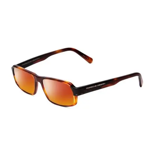 P8215-B 55 mm Polarized Sunglasses in Havana Tortoise Brown Carbon Fiber Red Mirror Polar by Porsche