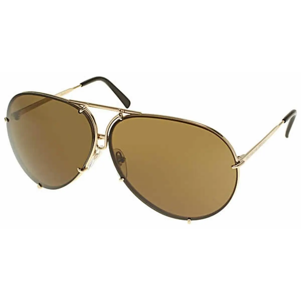P8478 Designer Pilot Sunglasses Beta-titanium 28 Colors Sizes A - Light Gold w/Brown & Light Blue lens by Porsche