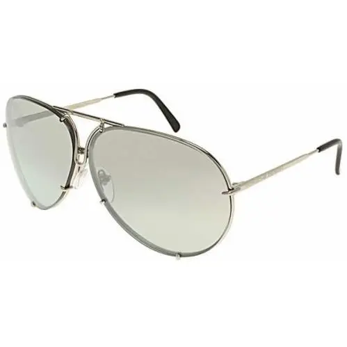 P8478 Designer Pilot Sunglasses Beta-titanium 28 Colors Sizes B - Silver w/Grey Gradient & Green lens by Porsche