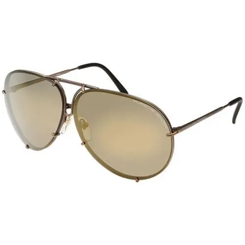 P8478 Designer Pilot Sunglasses Beta-titanium 28 Colors Sizes E - Copper w/Flash Gold & Blue Gradient lens by Porsche