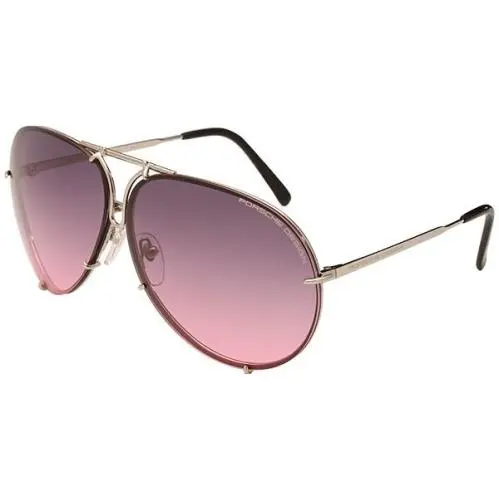 P8478 Designer Pilot Sunglasses Beta-titanium 28 Colors Sizes M - Gun-Metal w/Grey Gradient & Pink Mirror lens by Porsche
