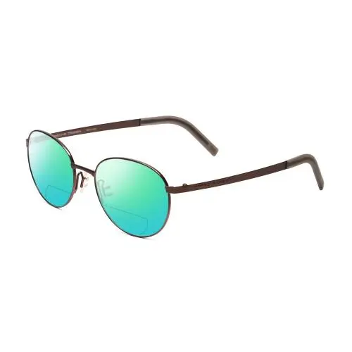 P8315-B Round 52mm Polarized Bi-focal Sunglasses Brown Copper 41 Options Green Mirror by Porsche