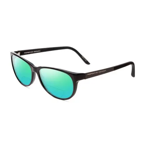 Designs P8246-A 56mm Polarized Bi-focal Sunglasses Black 41 Lens Options Green Mirror by Porsche