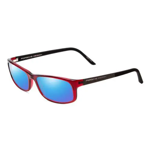 Designs P8243-C 54mm Polarized Sunglasses Crystal Cherry Red Matte Black Blue Mirror Polar by Porsche