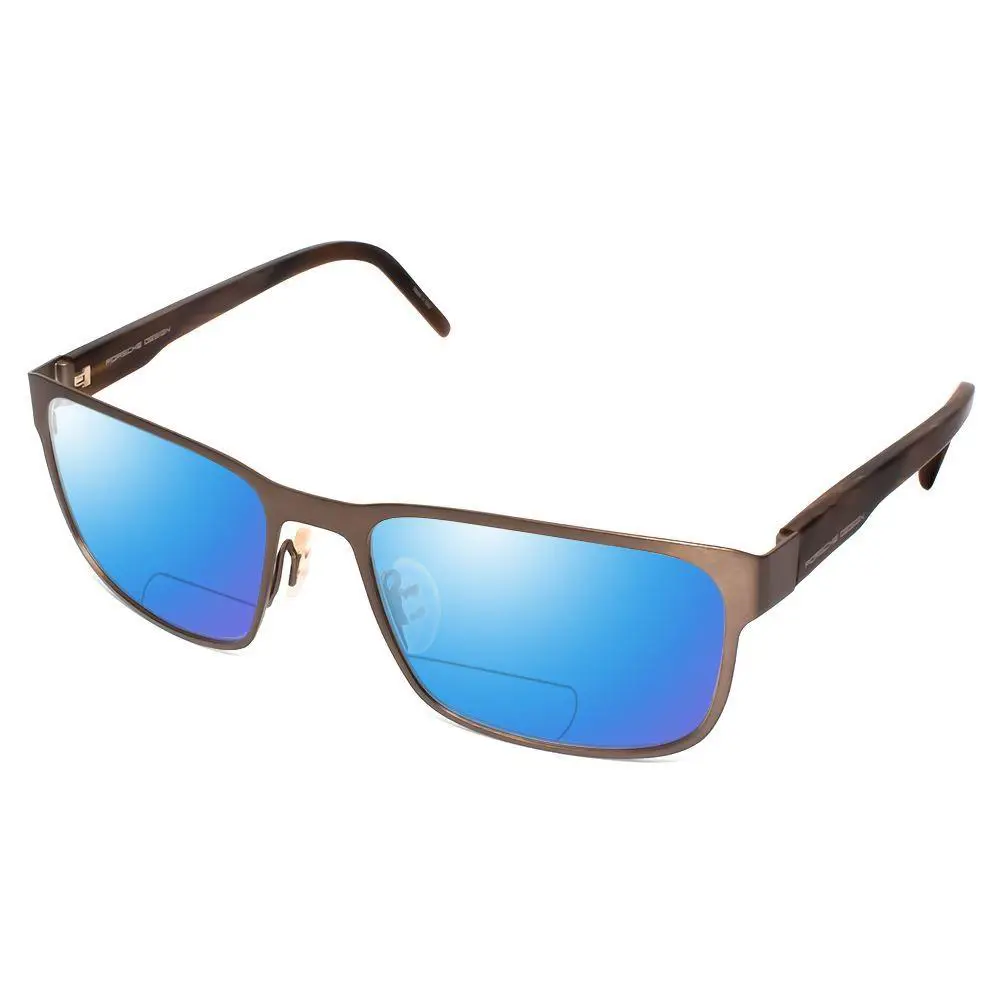 Porsche Design P8291-C-55 mm Polarized Bi-focal Sunglasses 41 Options Brown Horn - Frame: Multicolor, Lens: Blue Mirror