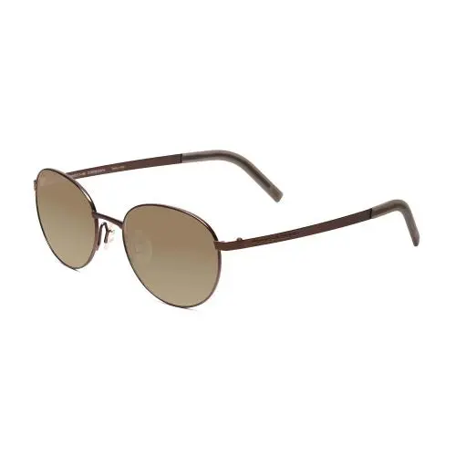 P8315-B Round 52mm Polarized Sunglasses Satin Brown Copper 4 Lens Option Amber Brown Polar by Porsche