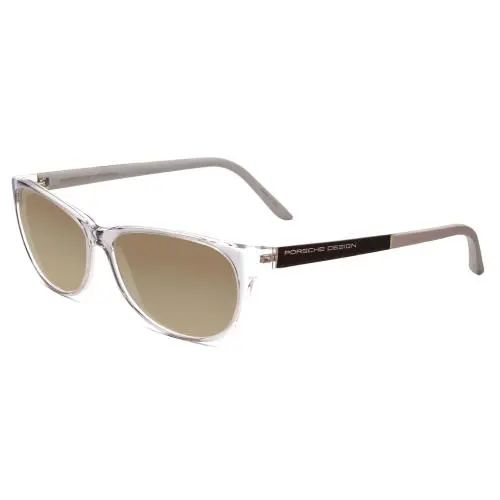 Design P8246-D Oval 56mm Polarized Sunglasses Crystal Grey 4 Lens Option Amber Brown Polar by Porsche