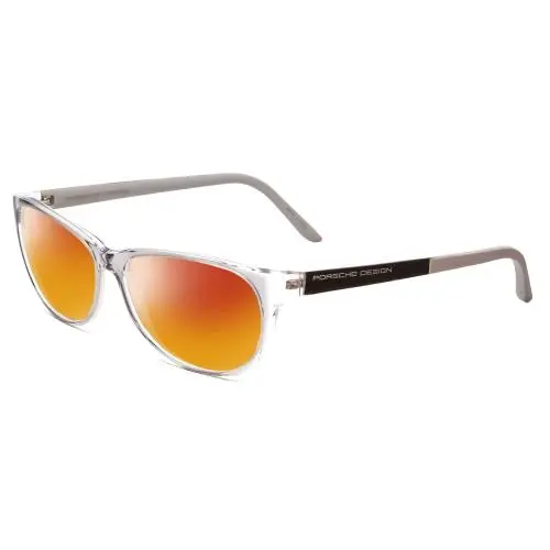 Design P8246-D Oval 56mm Polarized Sunglasses Crystal Grey 4 Lens Option Red Mirror Polar by Porsche