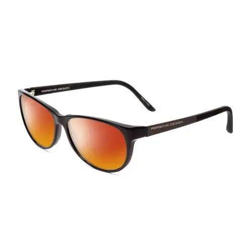 Design P8246-A Unisex Oval 56mm Polarized Sunglasses Black 4 Lens Option Red Mirror Polar by Porsche