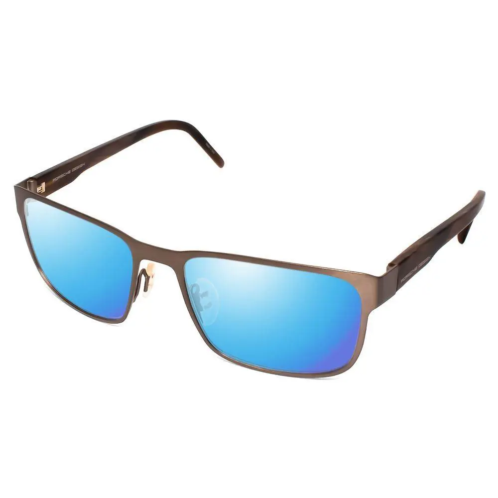 Design P8291-C-55 mm Polarized Sunglass 4 Lens Options Brown Marble Horn Blue Mirror Polar by Porsche