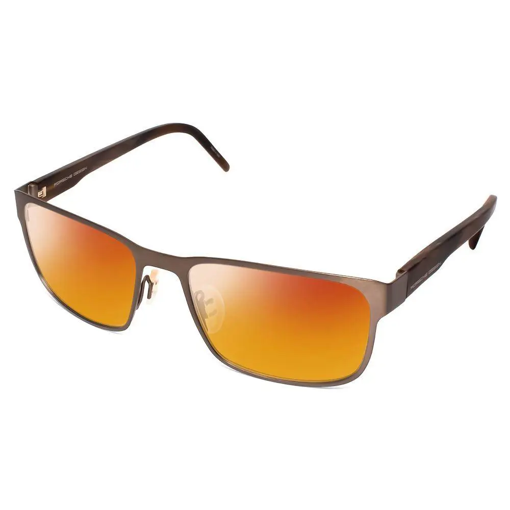 Design P8291-C-55 mm Polarized Sunglass 4 Lens Options Brown Marble Horn Red Mirror Polar by Porsche