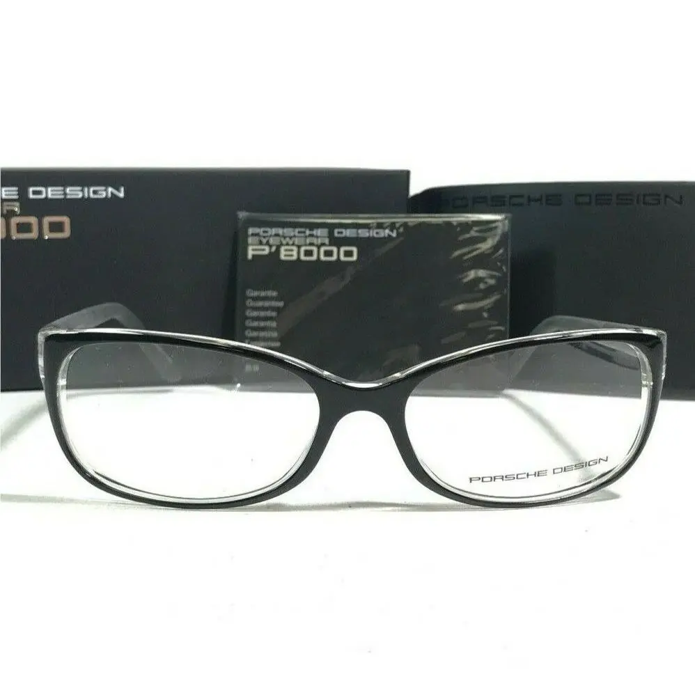 Design Eyeglasses Frames P8247 A Black Clear Round Cat Eye 54-17-130 by Porsche