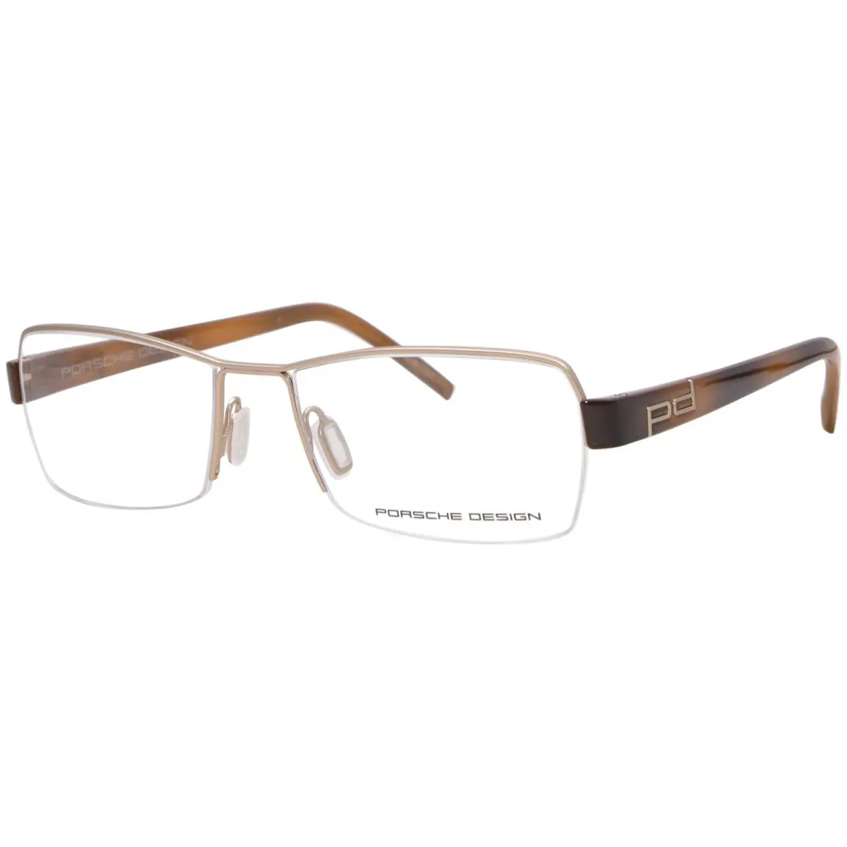 Porsche Design P8210-A Eyeglasses Matte Gold/brown Semi Rim Square Shape 53mm