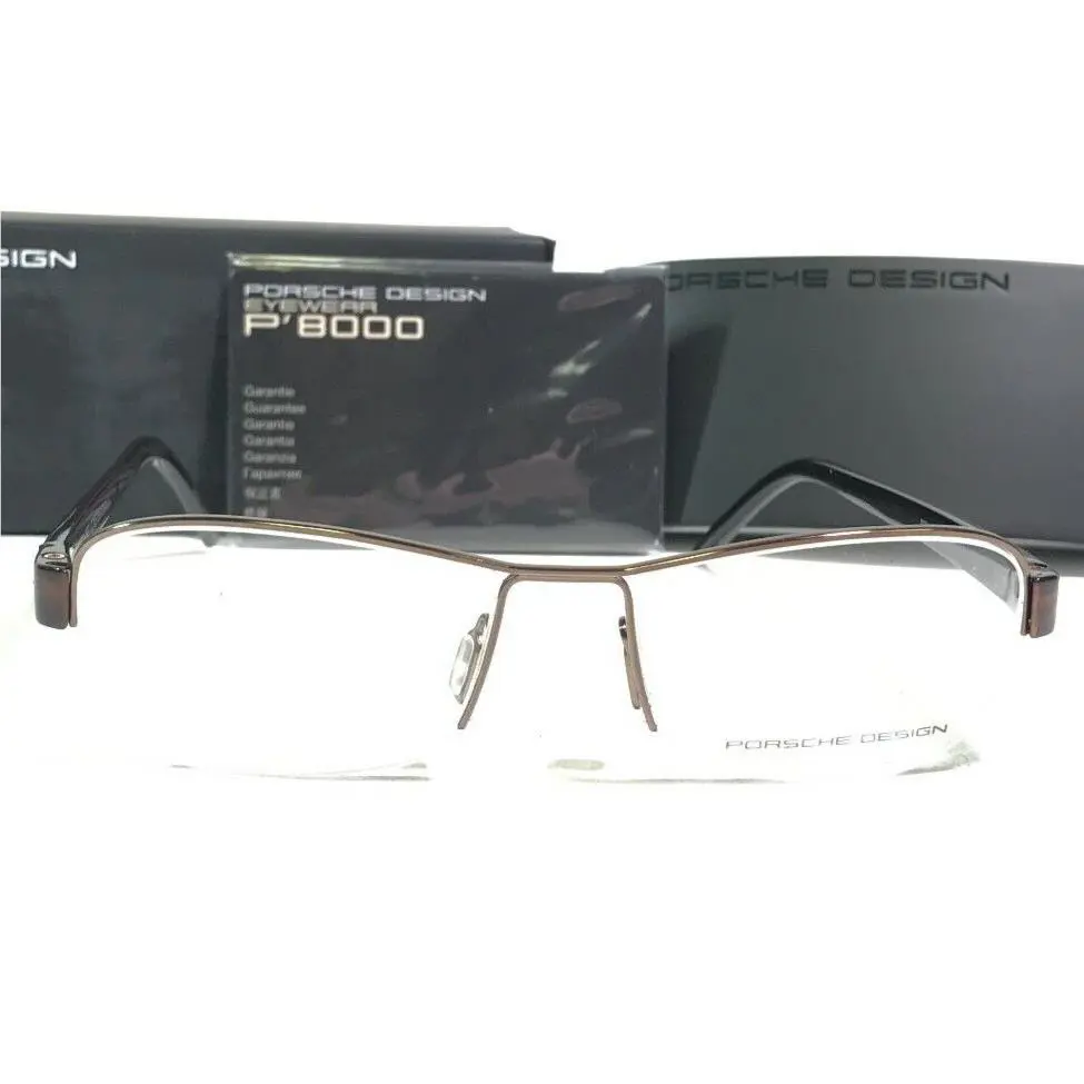 Porsche Design Eyeglasses Frames P8211 A Brown Gray Half Wire Rim 52-17-140