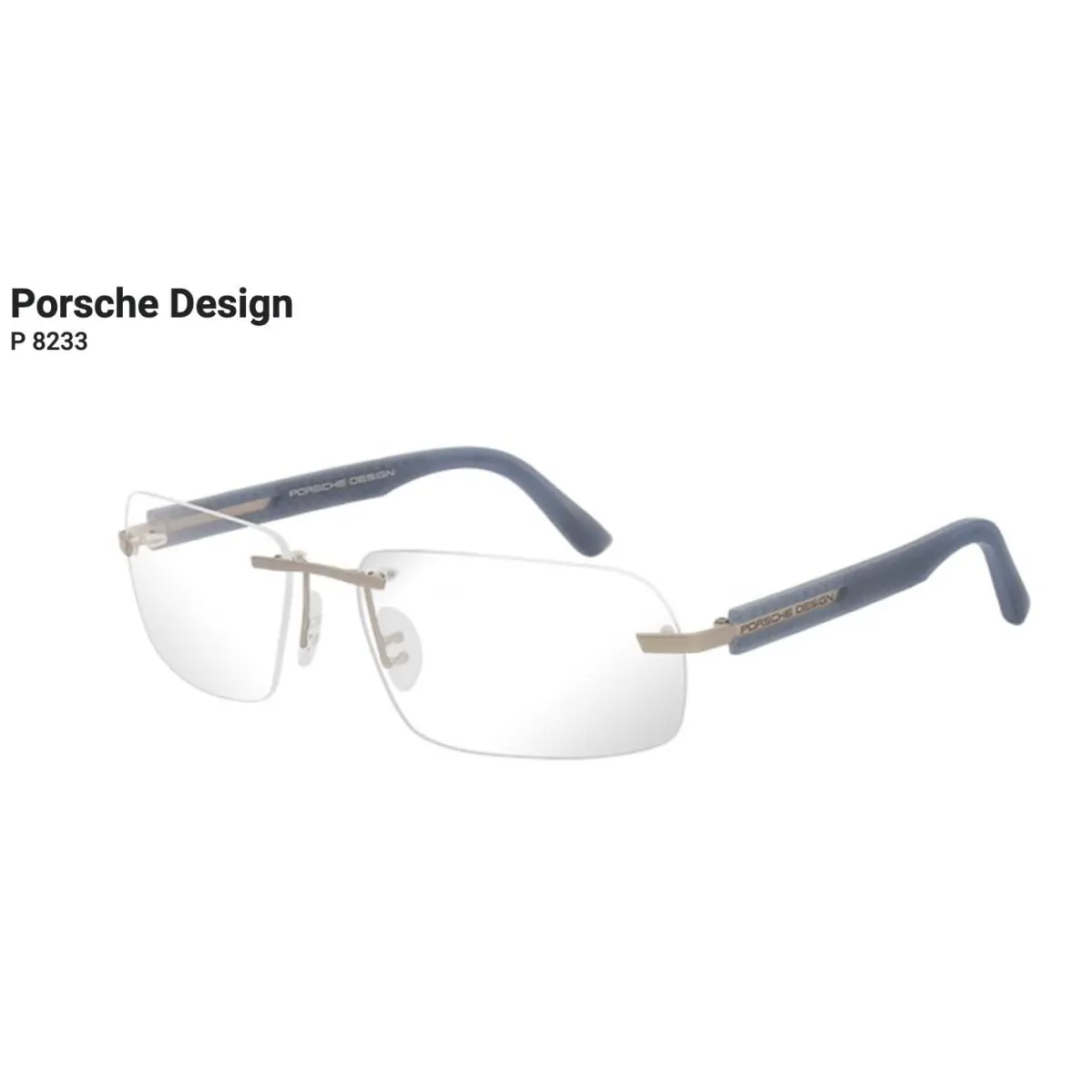 Porsche Design Eyeglasses P`8233 S1 B 60-16 135 Rimless Silver Blue Frames