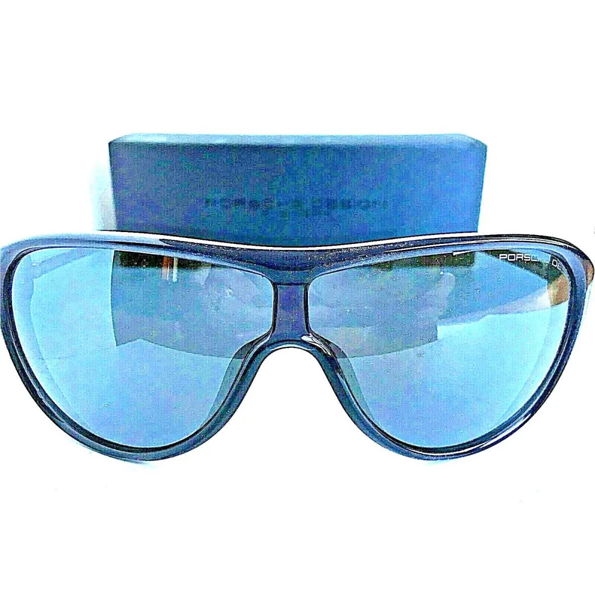 Porsche Design P 8598 P8598 A Gray Blue Shield Sunglasses - Frame: Gray, Lens: Blue