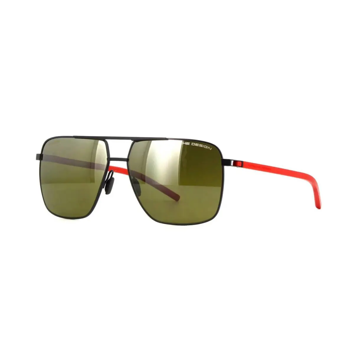 Porsche Design P8963 Metallic Grey and Red/green Mirror Polarized B Sunglasses - Frame: Metallic Grey And Red, Lens: Green Mirror Polarized