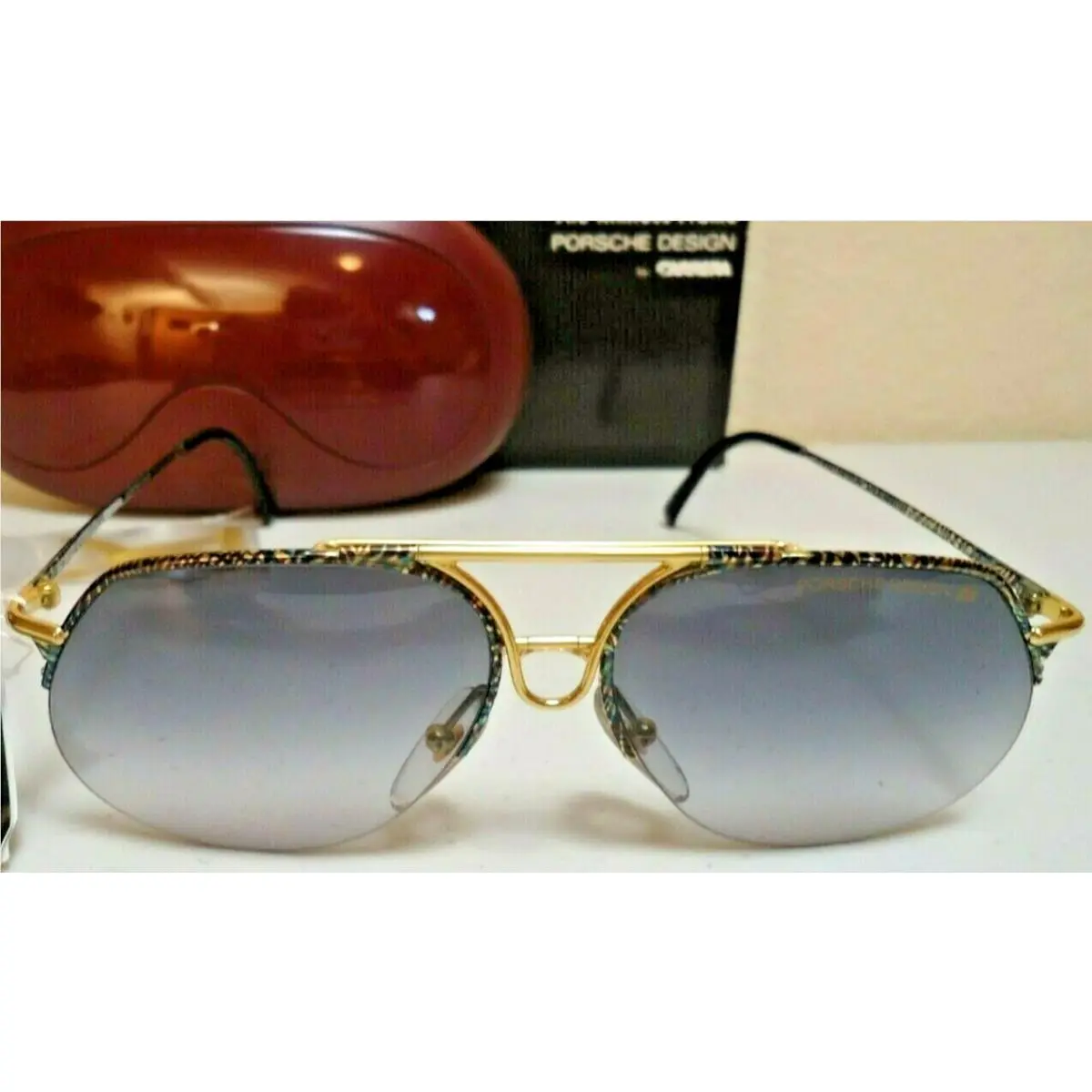 Nos  Design Sunglasses - Gold + Blue Tiger Stripe 356A 356B 356C by Porsche