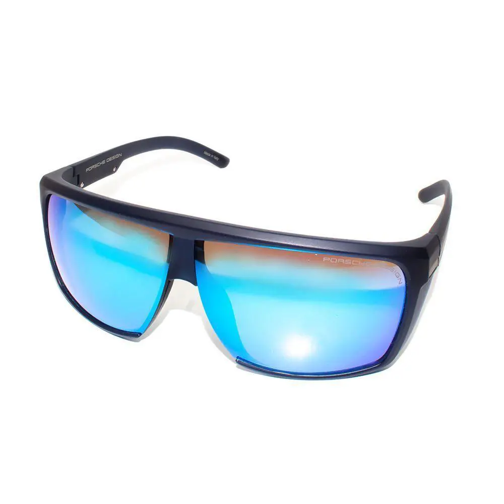 Porsche Design P8597-C-69 mm Square Sunglasses Matte Navy Gun Metal/blue Mirror - Frame: Blue, Lens: Multicolor