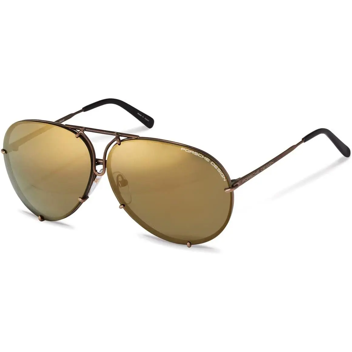 Porsche Design P8478E Sunglasses Gold Mirror W/extra Interchangeable 63mm Lenses