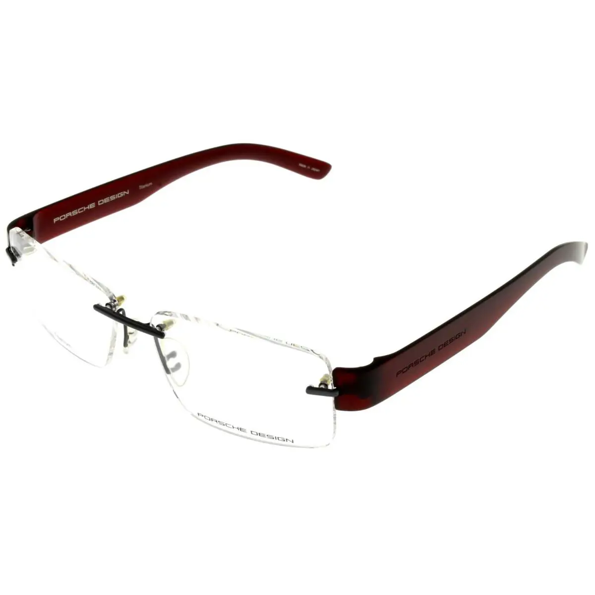 Porsche Design Eyewear Frames Titanium Burgundy Men P8206 D 56 Rimless