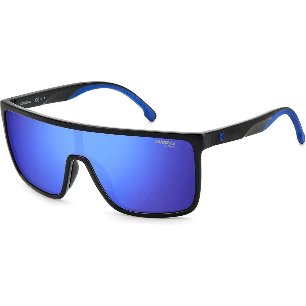 Carrera CA8060/S-D51 Unisex Shield Designer Sunglasses in Black/blue Mirror 58mm